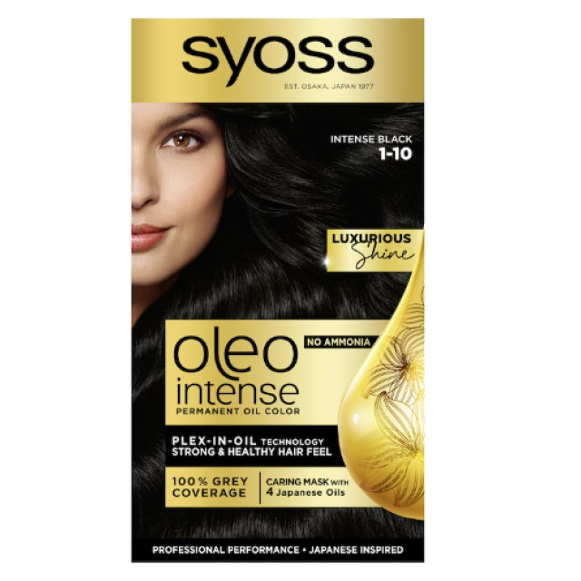 Vopsea par permanenta fara amoniac Syoss Color Oleo Intense 1-10 Negru Intens 115 ml