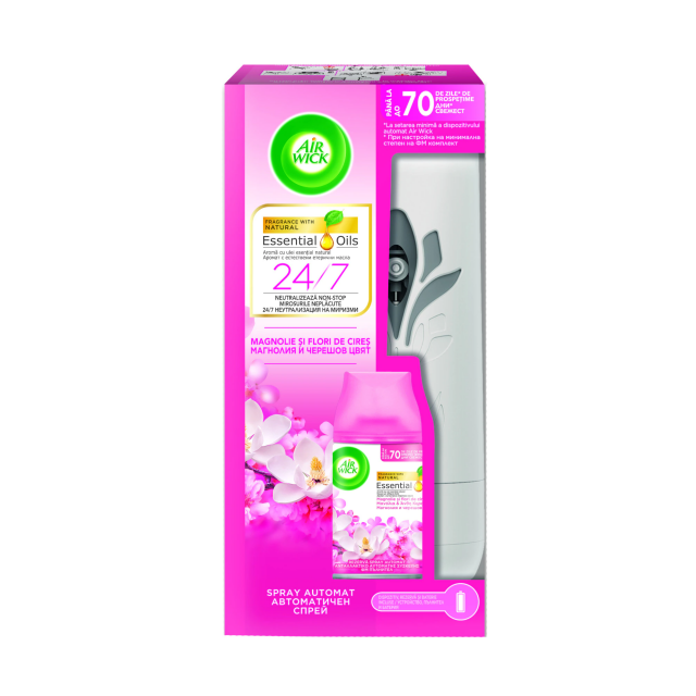 Odorizant de camera Air Wick + rezerva magnolia si flori de cires, 250ml