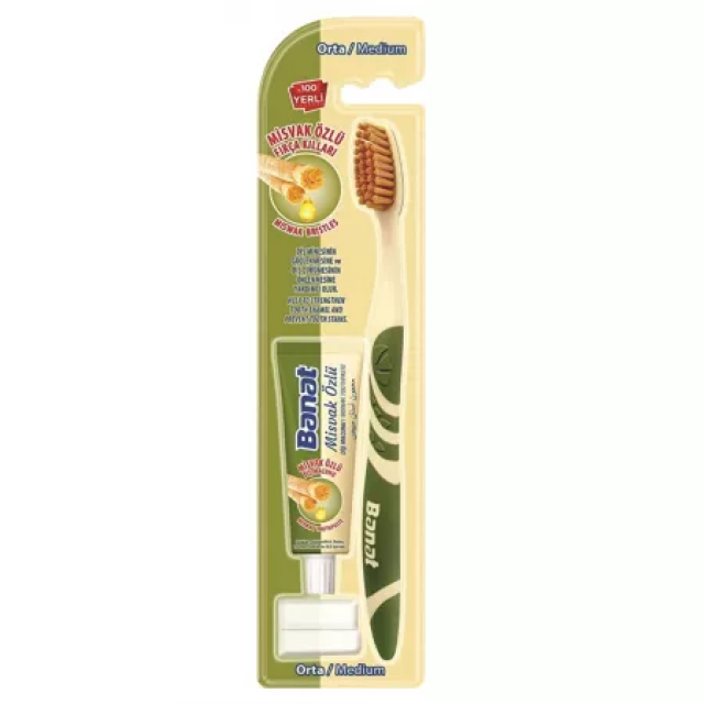 Set Periuta Dinti Miswak Banat Medium + Pasta 15ML