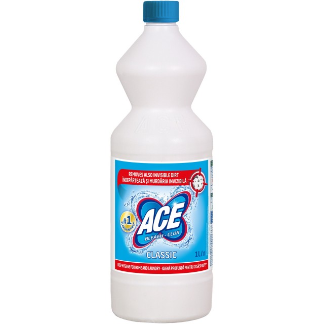 Inalbitor lichid pentru rufe pe baza de clor Ace Classic 1L Inalbitor lichid pentru rufe pe baza de clor Ace Classic 1L