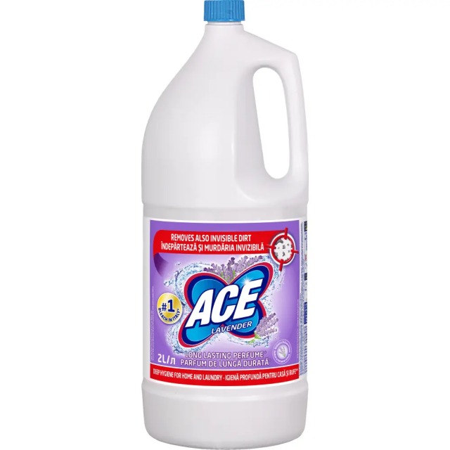 Inalbitor lichid pentru rufe pe baza de clor Ace Lavanda 2L Inalbitor lichid pentru rufe pe baza de clor Ace Lavanda 2L