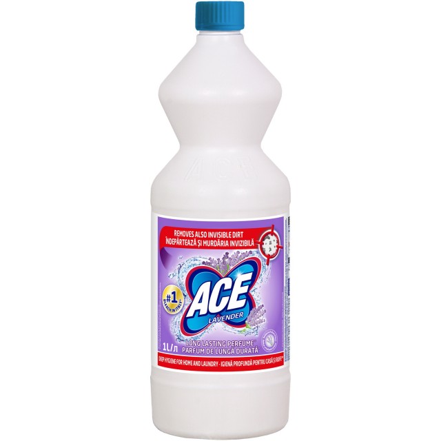 Inalbitor lichid pentru rufe pe baza de clor Ace Lavanda 1L Inalbitor lichid pentru rufe pe baza de clor Ace Lavanda 1L