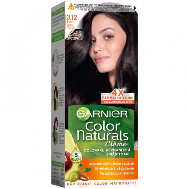 Vopsea Par Garnier Color Naturals 3.12 Saten Inchis Glacial, 110 ml