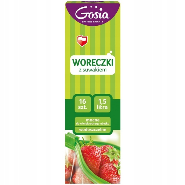 Punga alimentara cu fermoar, Gosia, Plastic, 16 bucati, 1.5l