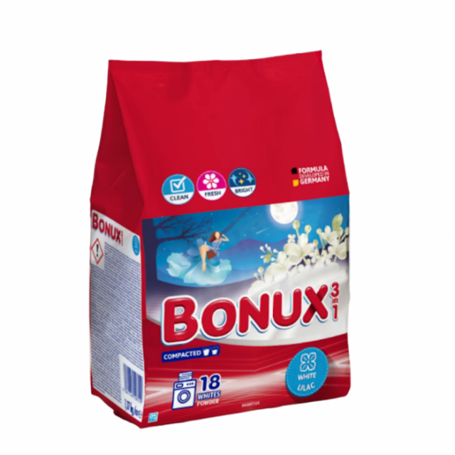 Detergent rufe automat Bonux 3in1 Liliac, 18 spalari, 1.17Kg