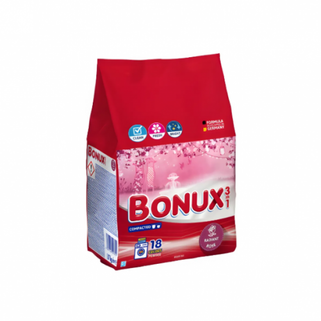 Detergent rufe automat Bonux Color 3in1 Radiant Rose 1.17 kg, 18 spalari