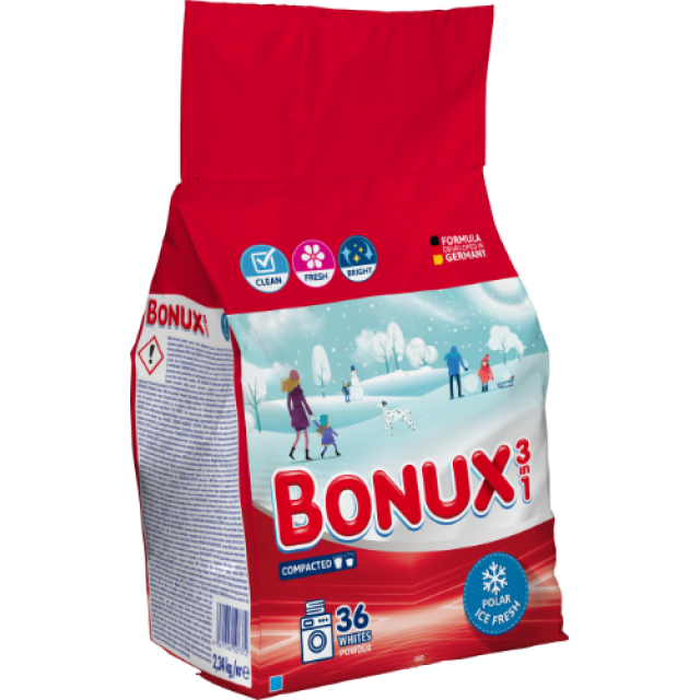 Detergent rufe automat Bonux 3in1 Ice Fresh 2.34 kg 36 spalari