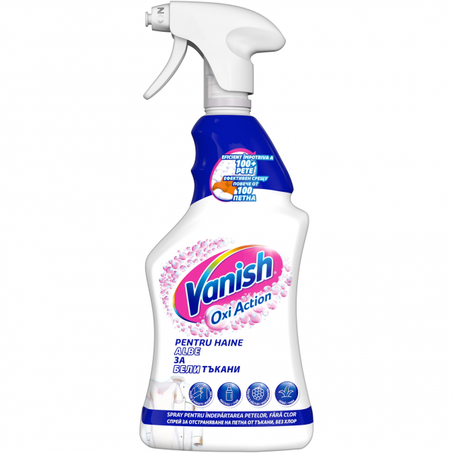 Spray pentru indepartarea petelor, fara clor, Vanish Oxi Action White pentru haine albe, 500ml