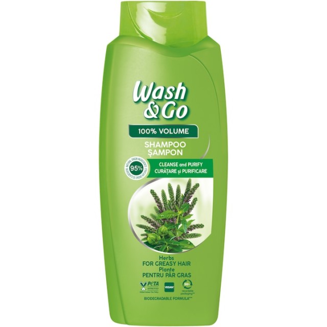 Sampon Wash&Go pentru par gras cu extract de ierburi, 675ml