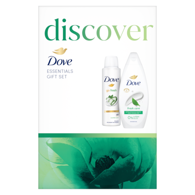 Set cadou Dove: Gel de dus Fresh Care, 250ml + Deodorant Dove Cucumber, 150ml