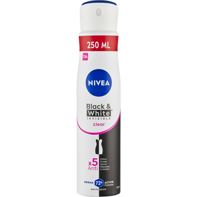 Deodorant spray femei, 250 ml Nivea Black & White Invisible Clear