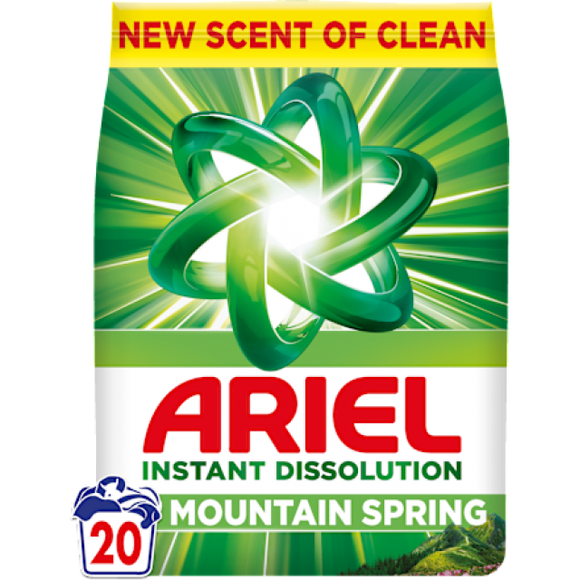 Detergent pudra de rufe Ariel mountain spring 20 spălări, 1,3 Kg