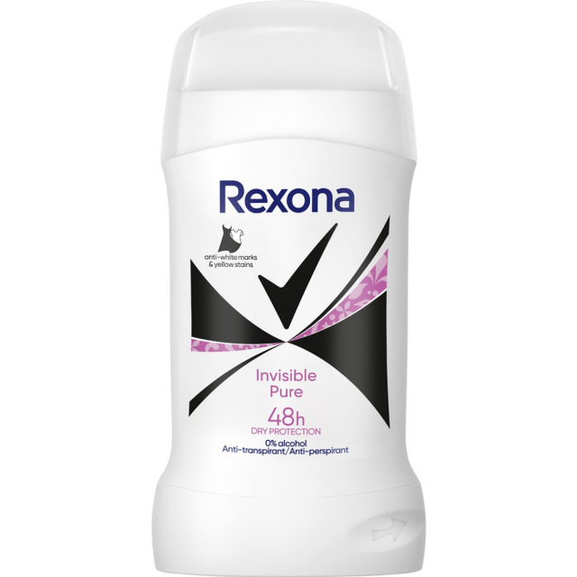 Deodorant stick Rexona Invisible Pure, 50 ml