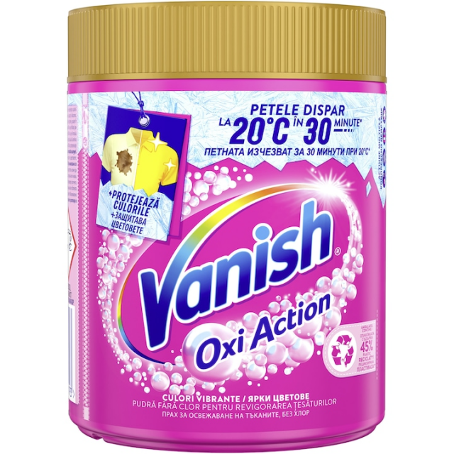 Pudra pentru indepartarea petelor pentru haine colorate Vanish Oxi Action, 470 gr