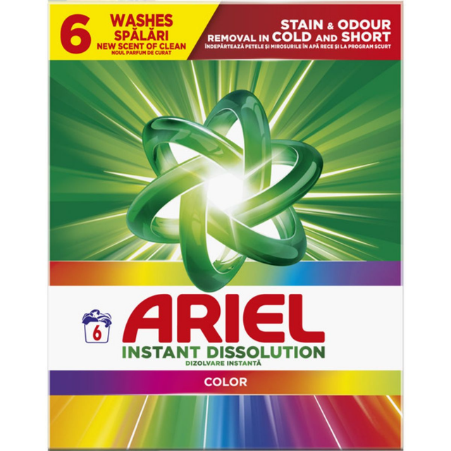 Detergent pudra automat Ariel Instant Dissolution Color, 6 spalari, 390 g