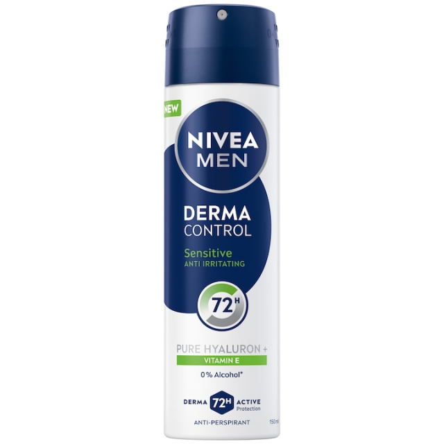 Deodorant spray NIVEA MEN Derma Control Sensitive, protectie antiperspiranta 72 de ore, 150 ml